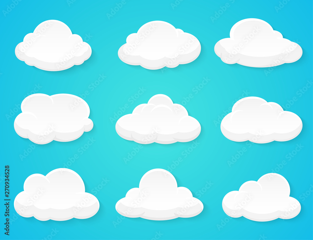 Flat vector clouds Decorated separately from the background Flat vector clouds Decorated separately from the background