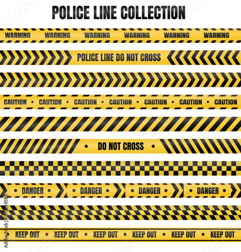 Yellow and black police tape For warning of dangerous areas