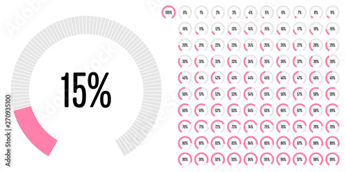 Set of circular sector percentage diagrams from 0 to 100