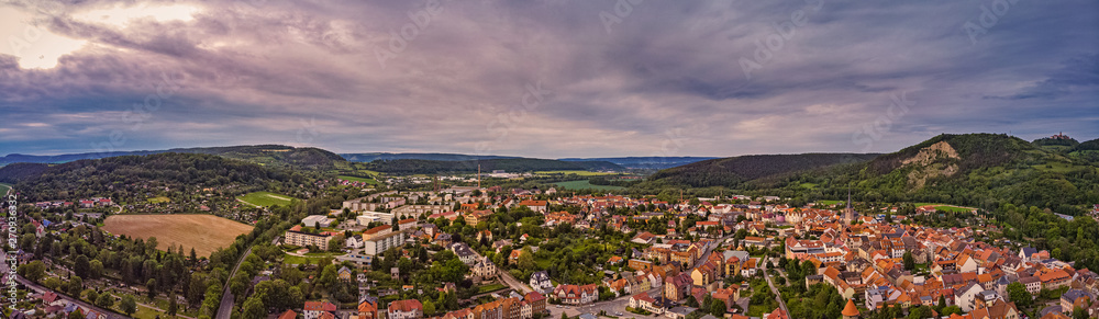 City Kahla in Thuringia Germany at sunset