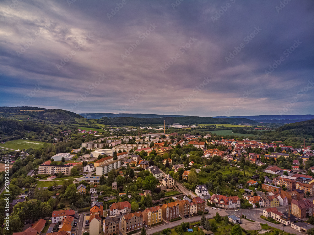 City Kahla in Thuringia Germany at sunset