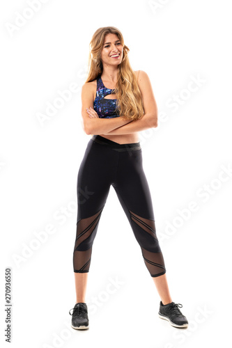 Blonde Sport Woman over isolated white background