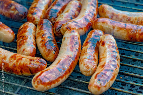 Bratwurst on the charcoal grill