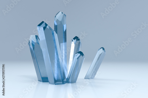 A cluster of blue magic crystal gather together  3d rendering.