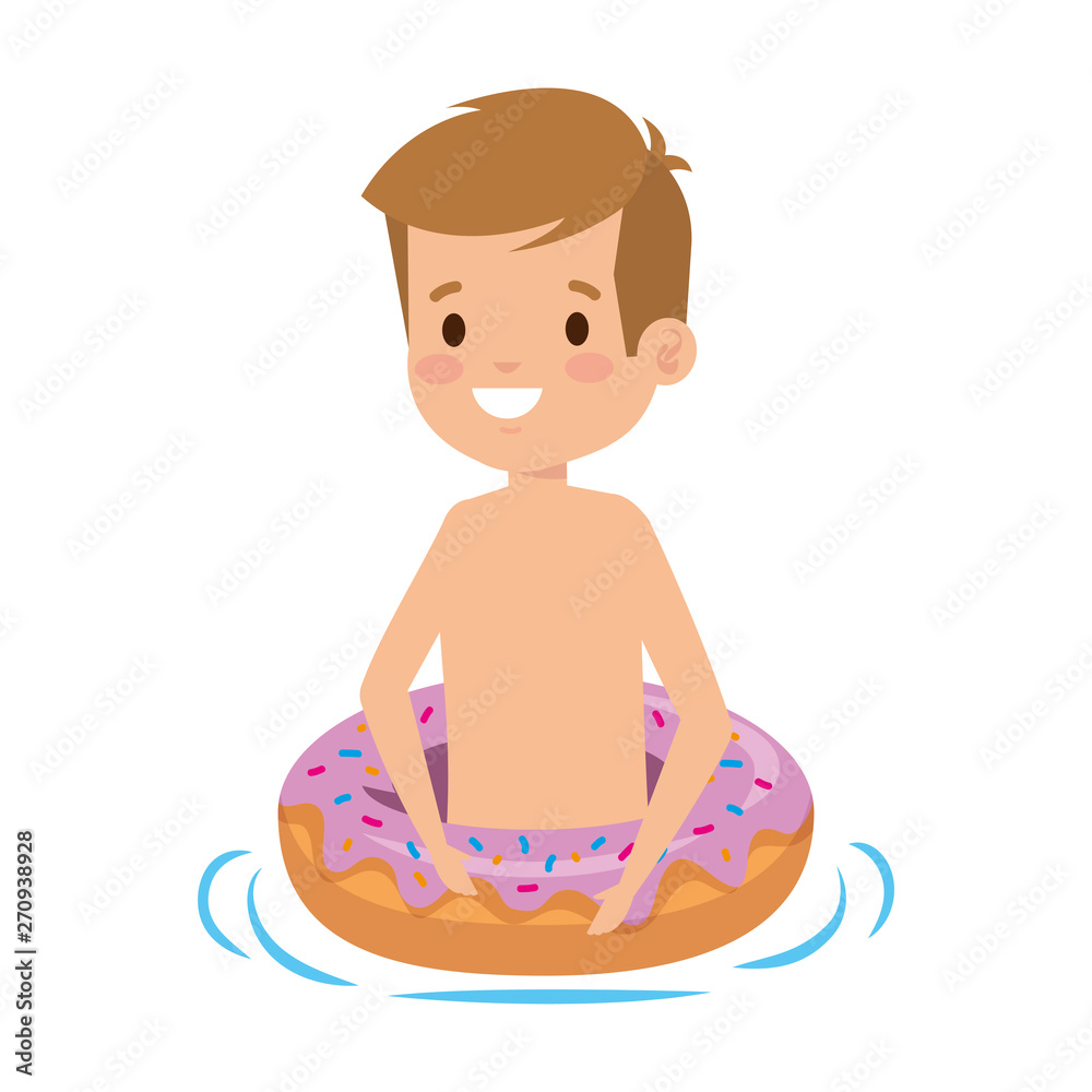 cute little boy with swimsuit and donut float cute little boy with swimsuit and donut float