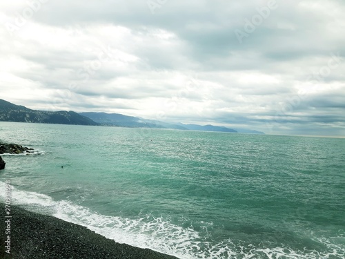 An amazing caption of the panoramic view to the ligurian seaside in winter days 