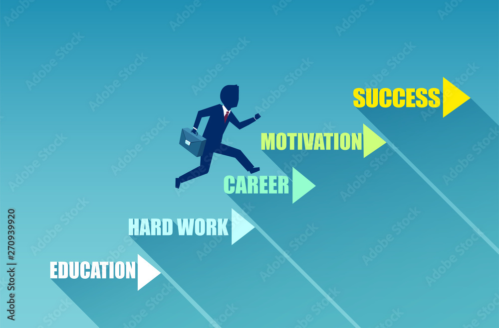 Vector of a businessman climbing up a career ladder to success. Vector of a businessman climbing up a career ladder to success.