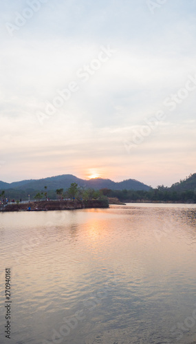 sunrise in mountain and river thai in Ratchaburi
