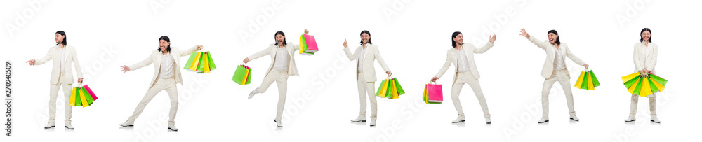 Man with shopping bags isolated on white Man with shopping bags isolated on white