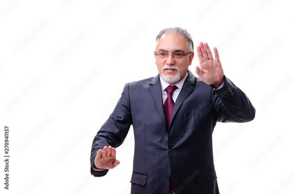 Aged businessman employee isolated on white Aged businessman employee isolated on white