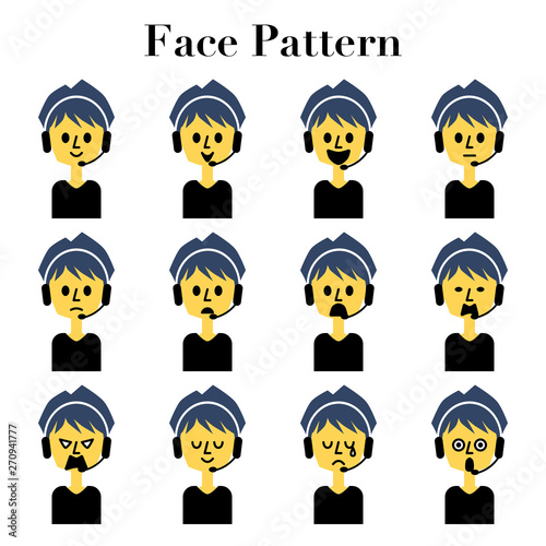 ミディアムヘアの男性コールセンタースタッフのシンプルでかわいい顔の表情12パターンのイラストセット Stock Vector Adobe Stock ミディアムヘアの男性コールセンタースタッフのシンプルでかわいい顔の表情12パターンのイラストセット Stock Vector Adobe Stock