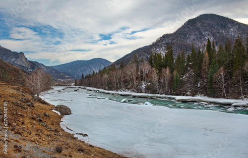 Russia. The South Of Western Siberia. Early spring in the Altai mountains, the Katun' river.