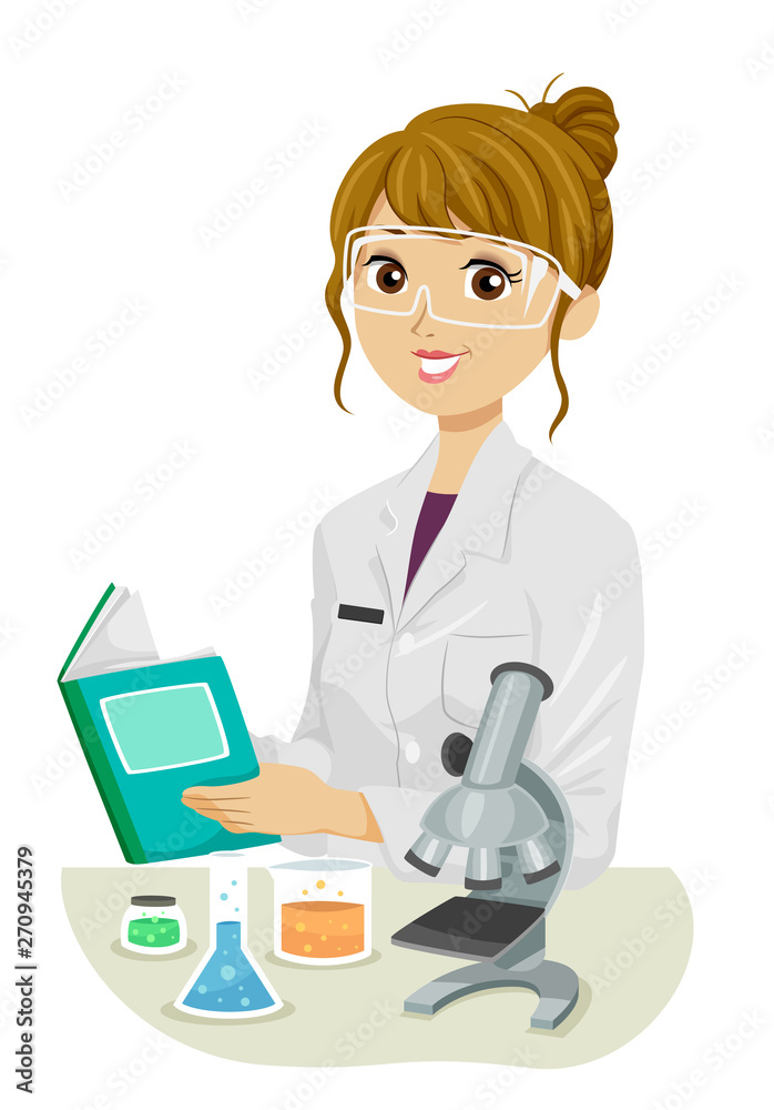 Teen Girl Chemist Student Illustration Teen Girl Chemist Student Illustration