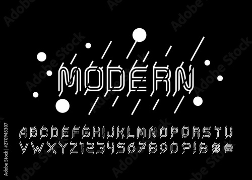 Line condensed alphabet and font.