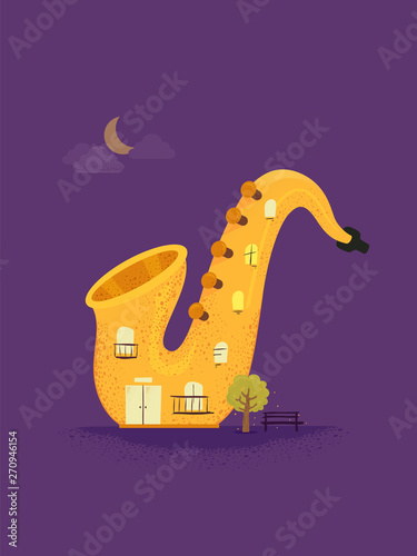 Saxophone Jazz Building Ill...
