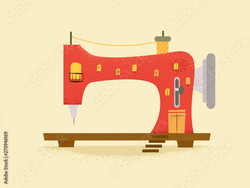 Sewing Machine Building Illustration