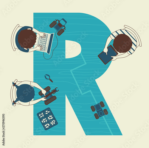 Kids Alphabet School Robotics Illustration