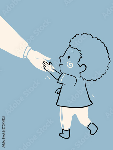 Kid Boy Child Raising Polite Illustration