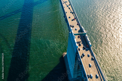 Aerial view of the Bay Bridge in San Francisco  CA