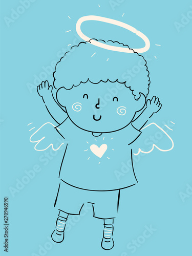 Fotografie Kid Boy Little Angel Illustration