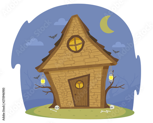 Witch House Night Illustration