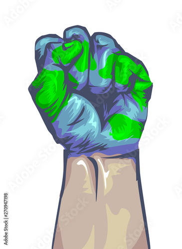 Hand Fist Save Earth Illust...