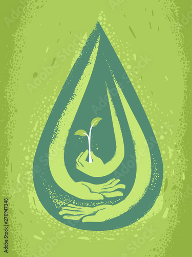 Droplet Water Crisis Hands Protect Illustration
