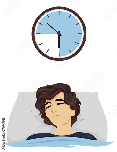 Teen Boy Hours Sleep Time 9 Illustration
