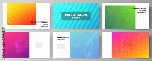 The minimalistic abstract vector illustration of the editable layout of the presentation slides design business templates. Abstract geometric pattern with colorful gradient business background.