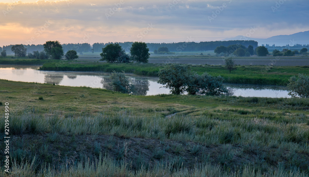 Fototapeta premium landscape with river and clouds