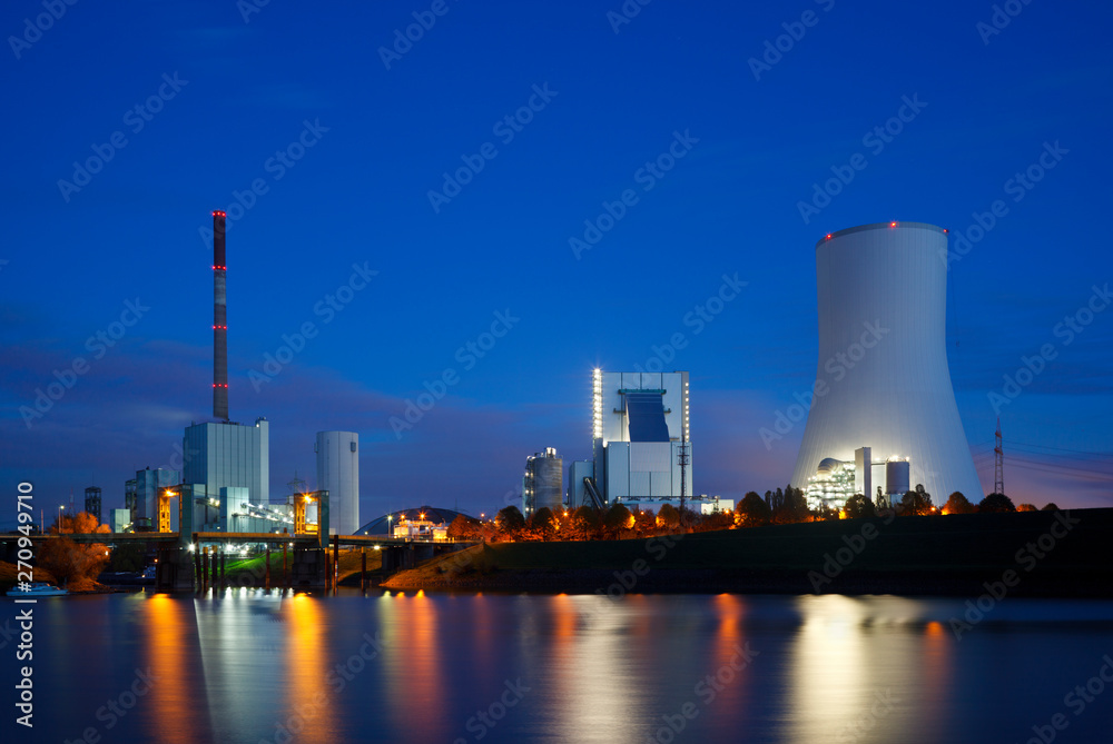 Two Power Stations At Night