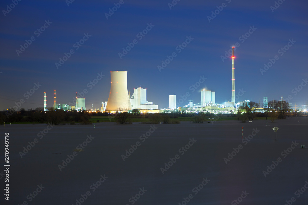 Coal Power Stations At River At Night Coal Power Stations At River At Night