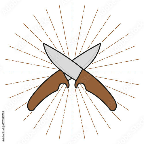 Crossed color knives. Vector illustration.