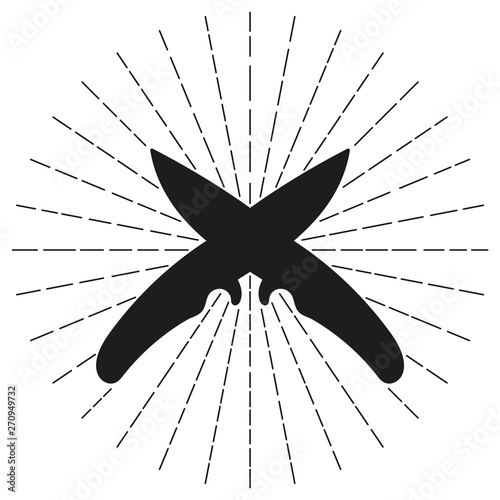 Crossed black silhouette knives. Vector illustration.