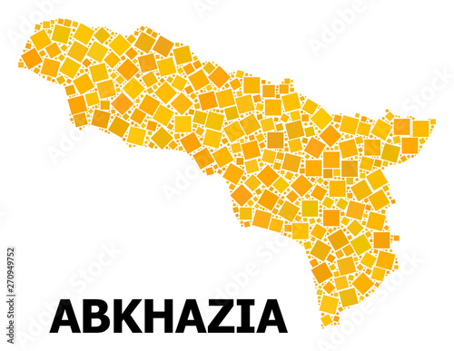 Gold Rotated Square Mosaic Map of Abkhazia