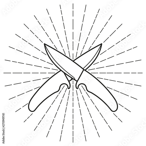 Crossed knives. Vector illustration.