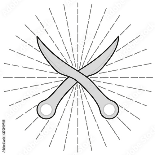 Crossed knives. Vector illustration.
