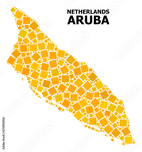 Golden Rotated Square Pattern Map of Aruba Island