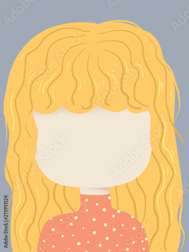Kid Girl Blank Face Wavy Bl...