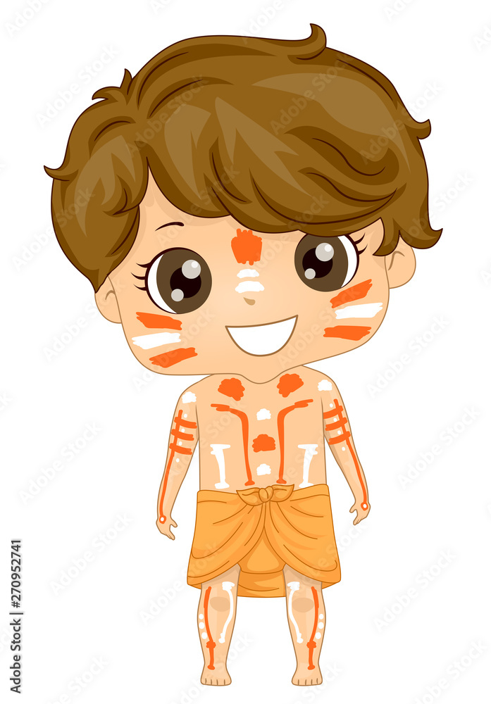 Kid Boy Australian Aboriginal Costume Illustration Kid Boy Australian Aboriginal Costume Illustration