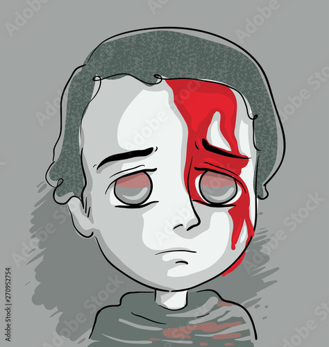 Kid Boy Blood Face Illustra...