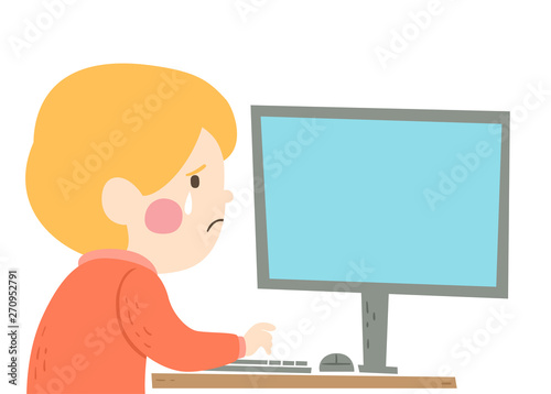 Kid Boy Children Help Line Website Illustration