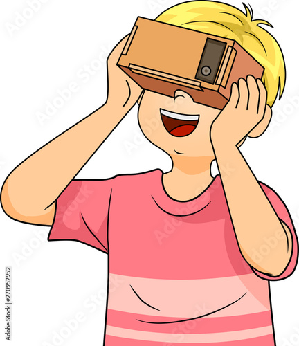 Kid Boy DIY Virtual Reality Glass Illustration
