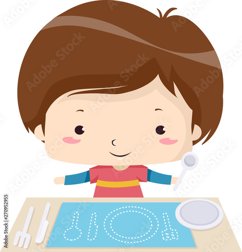 Kid Boy Fill Blanks Utensil...