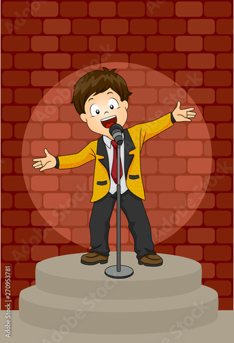 Kid Boy Comedian Stage Illustration