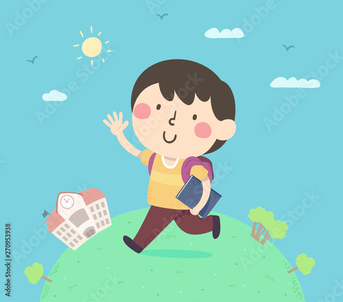 Kid Boy Hello Walk School I...