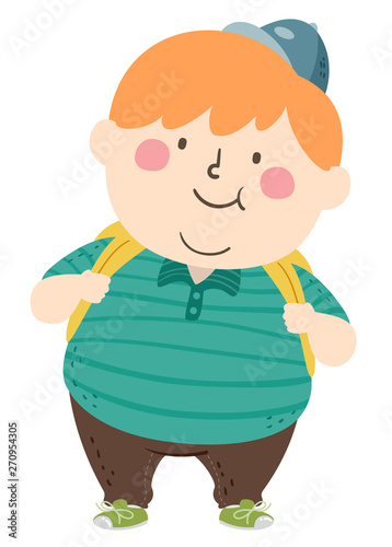Kid Boy Fat Student Illustration