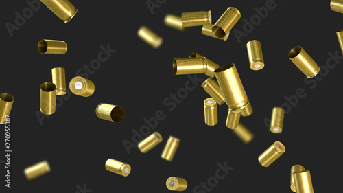 Valokuva Ammunition cartridge case from a pistol flying through the air - 3d illustration