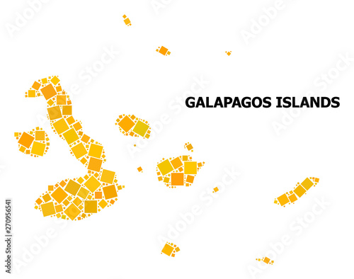 Golden Rotated Square Mosaic Map of Galapagos Islands