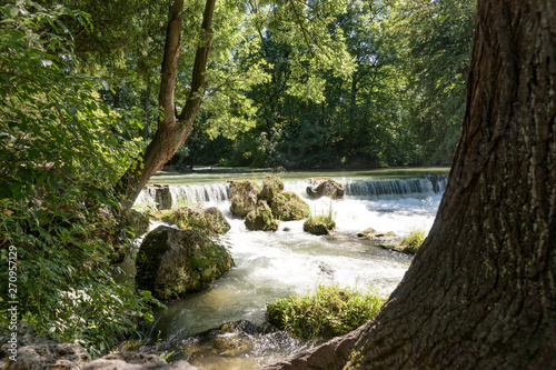 Water of the isar in The English Garden  Munich  Germany.